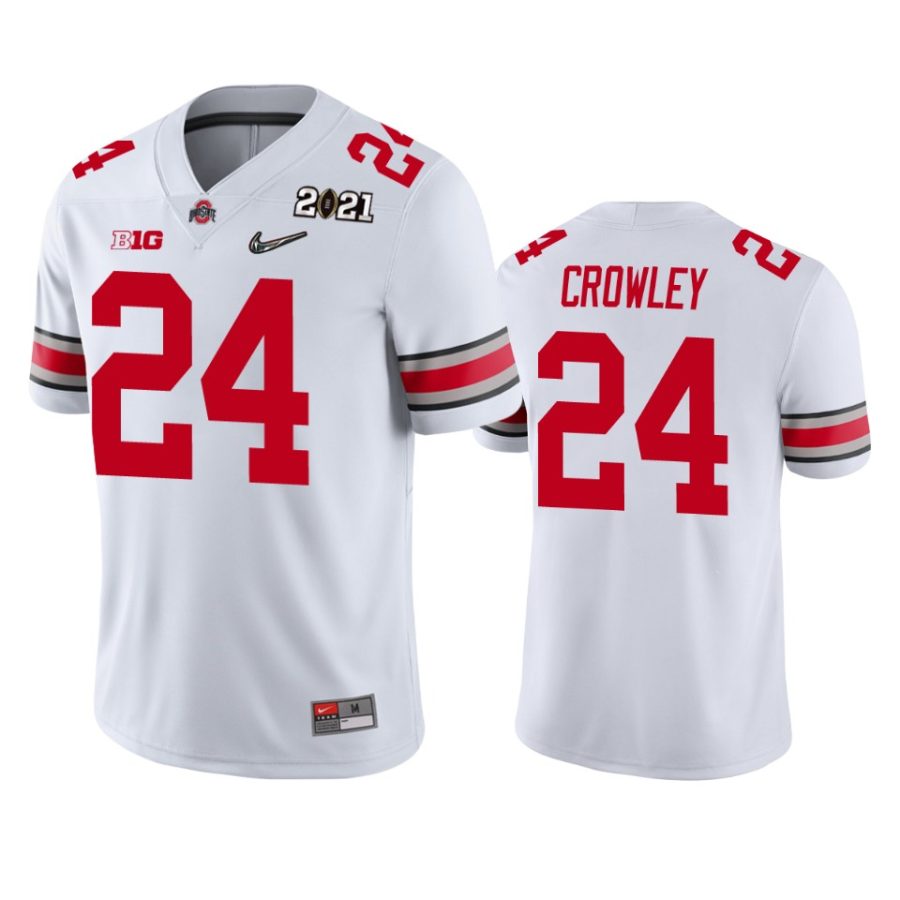 ohio state buckeyes marcus crowley white 2021 national championship jersey