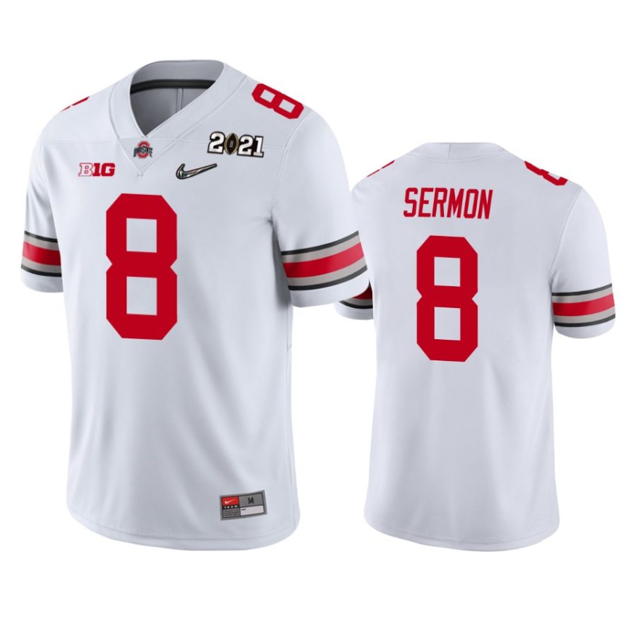 ohio state buckeyes trey sermon white 2021 national championship jersey