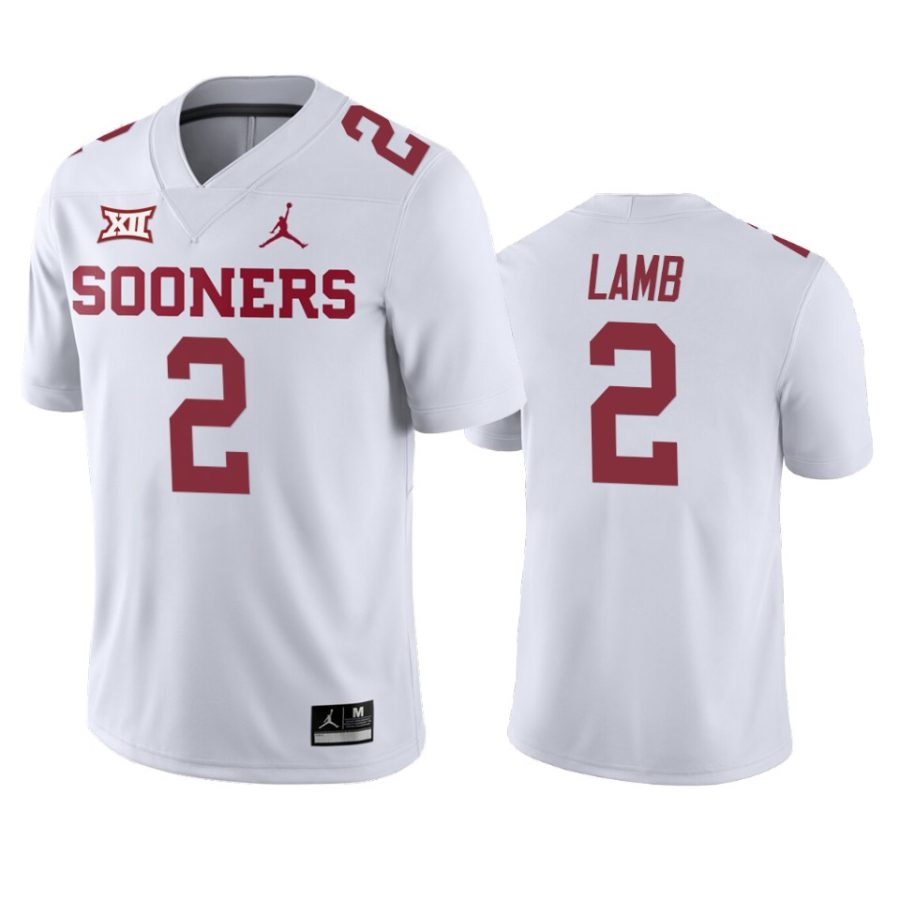 oklahoma sooners ceedee lamb white college football away game jersey