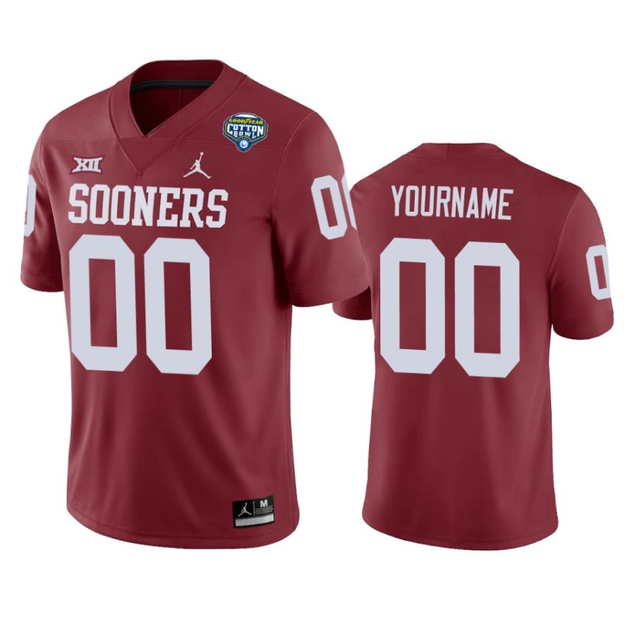 oklahoma sooners custom crimson 2020 cotton bowl jersey