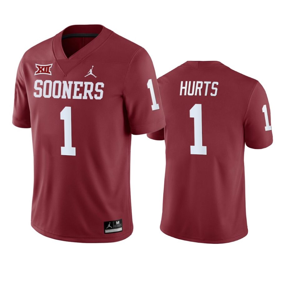 oklahoma sooners jalen hurts crimson college football home game jersey