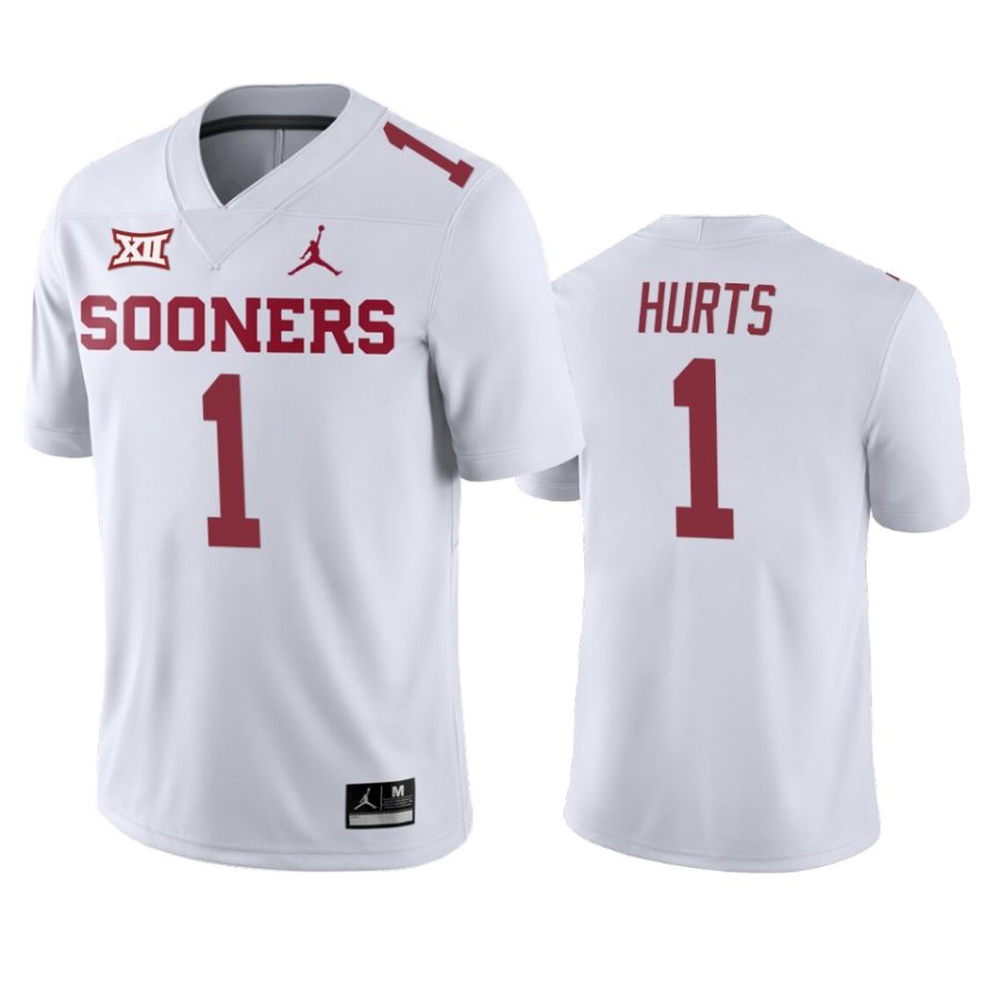 oklahoma sooners jalen hurts white college football away game jersey