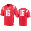 ole miss rebels 16 red game jersey