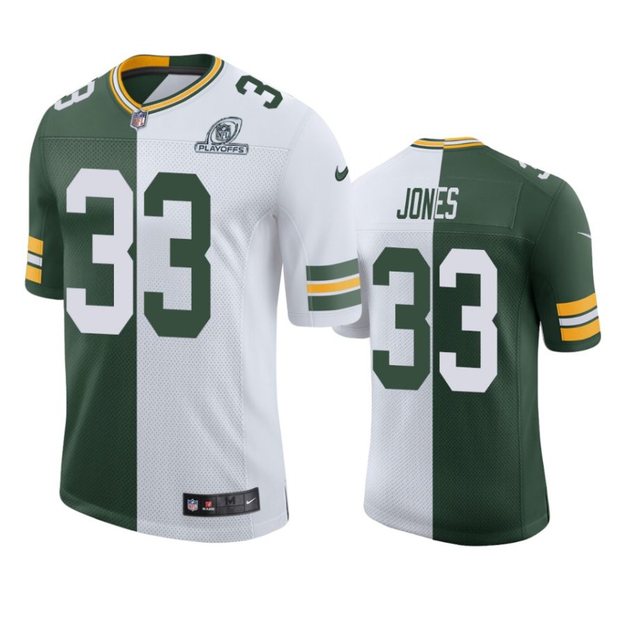 packers aaron jones green white 2020 nfl playoffs split jersey