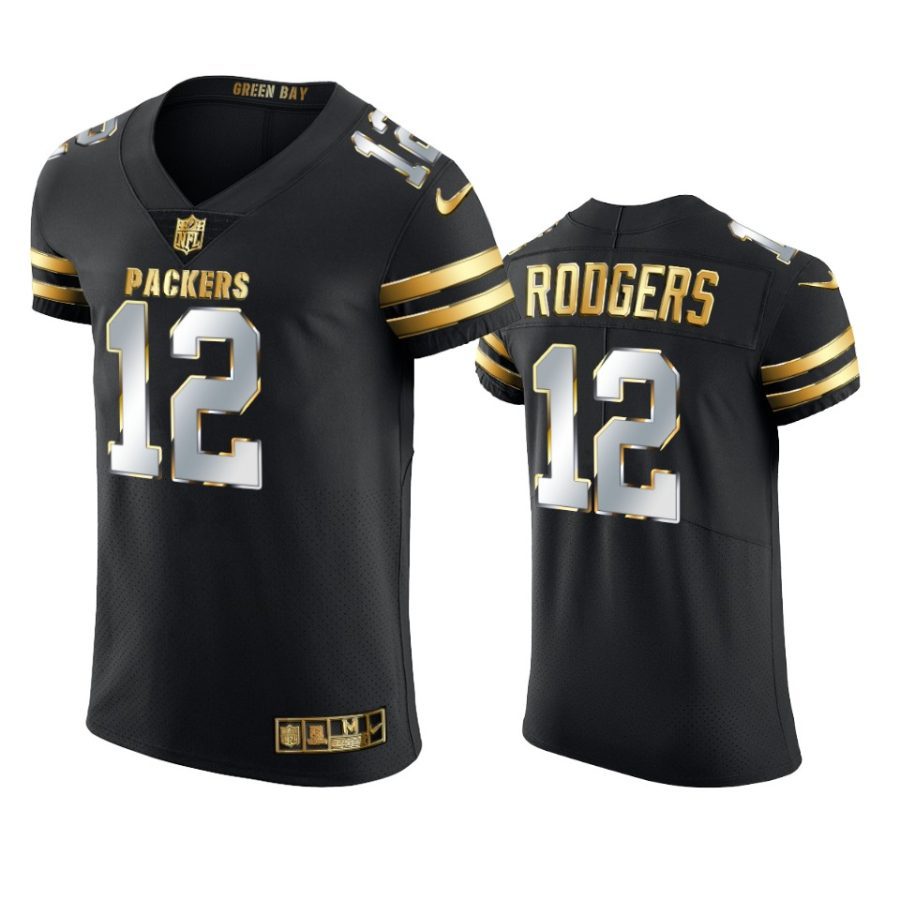 packers aaron rodgers black 2020 21 golden edition elite jersey