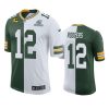 packers aaron rodgers green white 2020 nfl playoffs split jersey