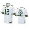 packers aaron rodgers white game captain patch jersey