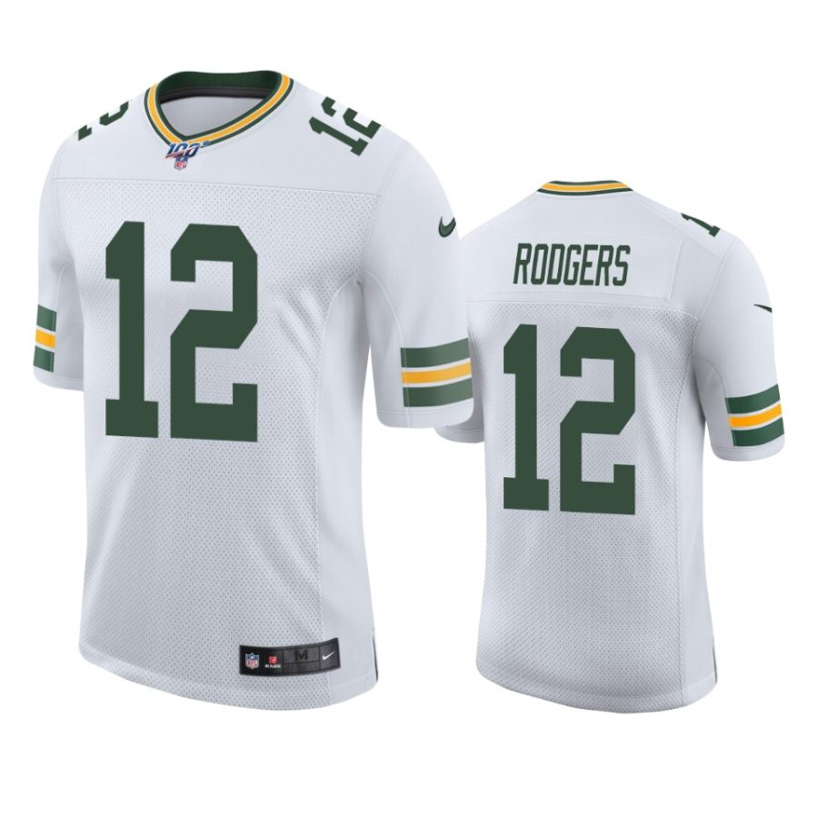 packers aaron rodgers white limited 100th season jersey