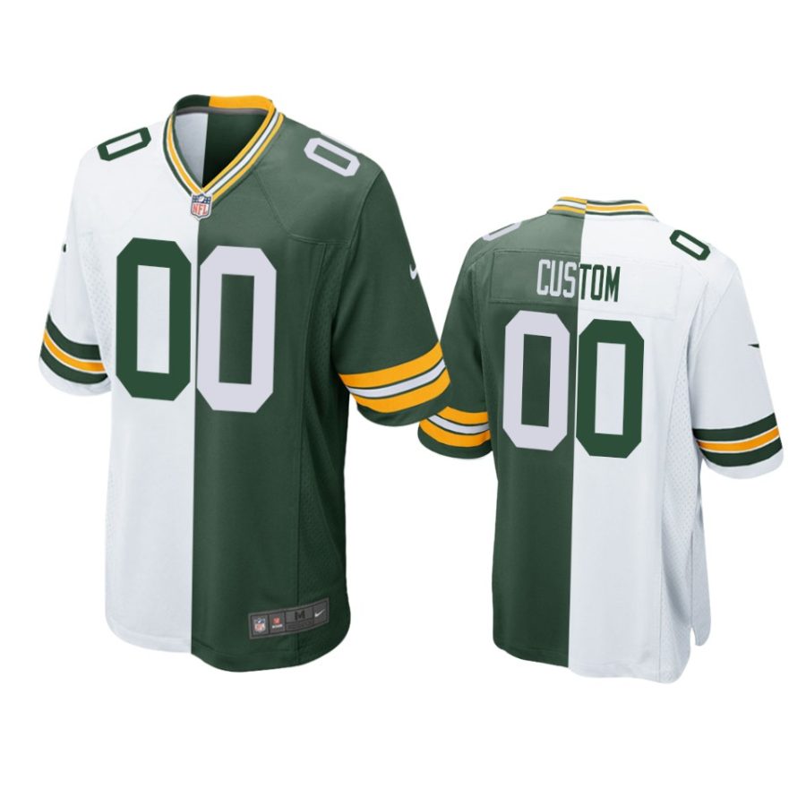 packers custom green white split two tone jersey