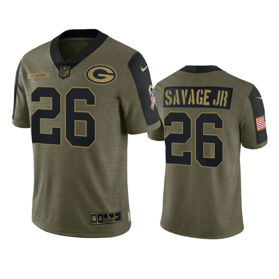 packers darnell savage jr. olive limited 2021 salute to service jersey