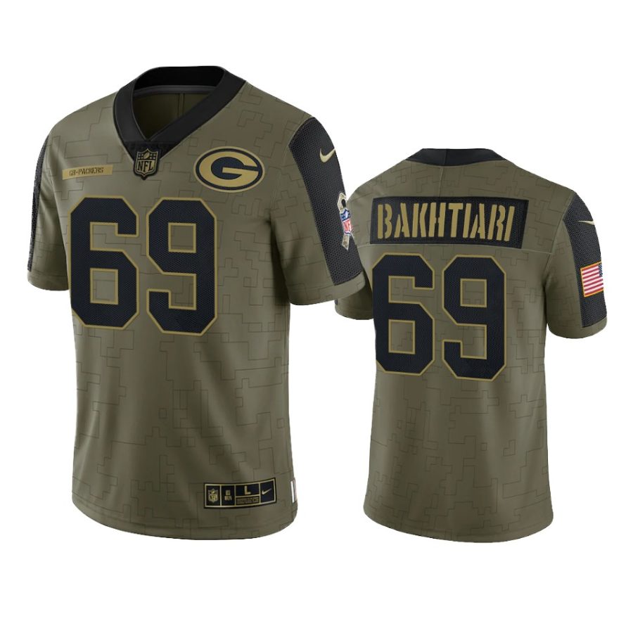 packers david bakhtiari olive limited 2021 salute to service jersey