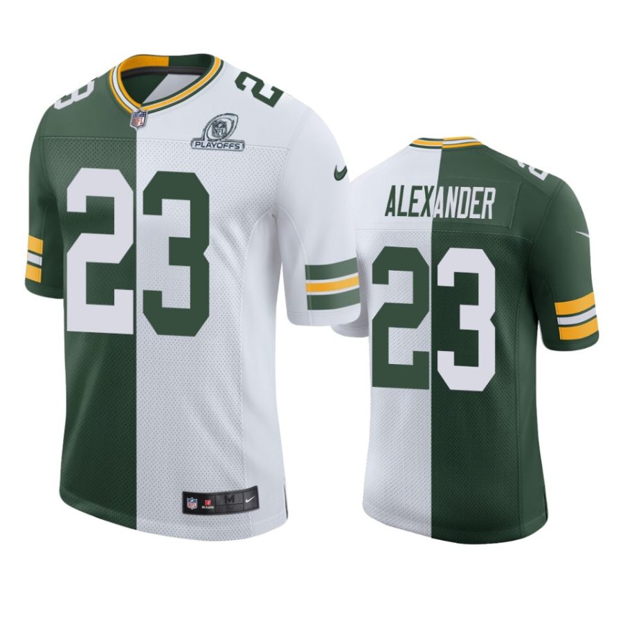 packers jaire alexander green white 2020 nfl playoffs split jersey