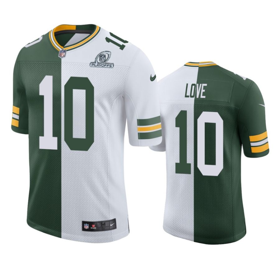 packers jordan love green white 2020 nfl playoffs split jersey