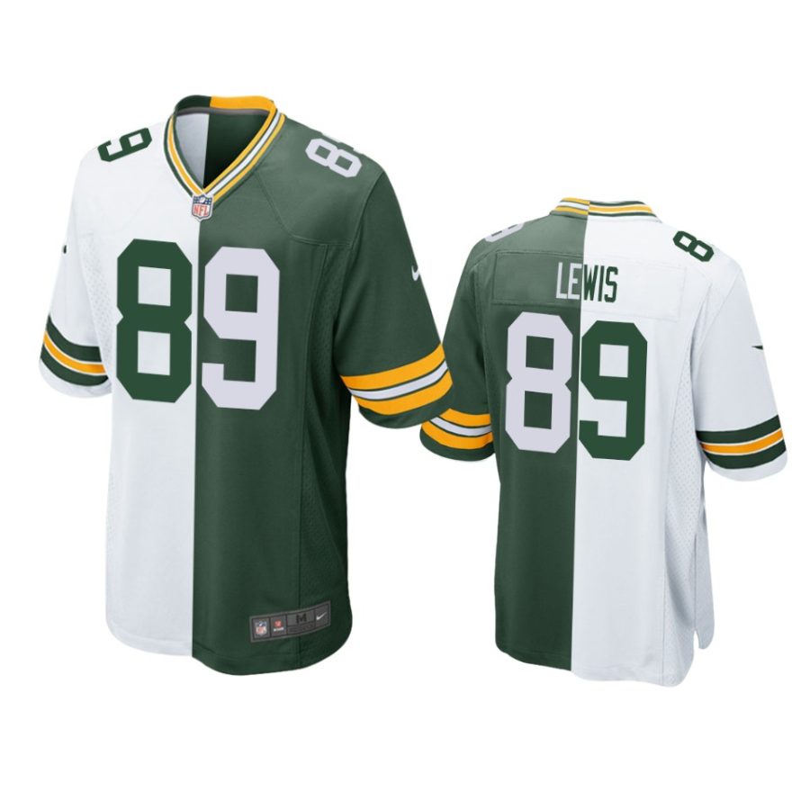 packers marcedes lewis green white split two tone jersey