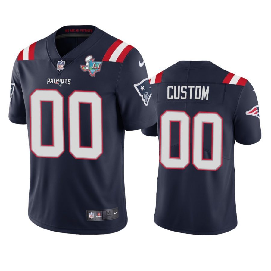 patriots custom navy super bowl li patch jersey