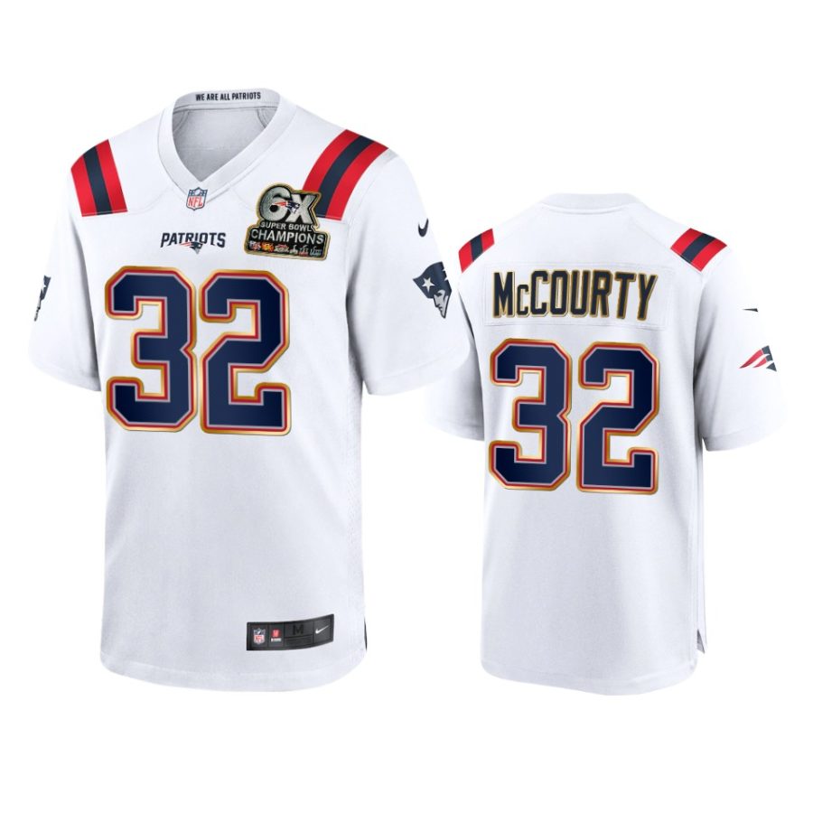 patriots devin mccourty white 6x super bowl champions patch game jersey