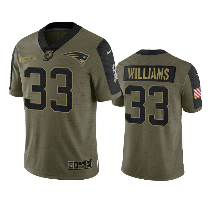 patriots joejuan williams olive limited 2021 salute to service jersey