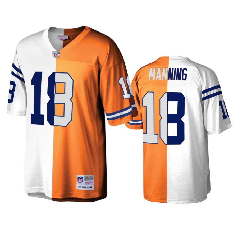 peyton manning colts orange white split legacy replica jersey