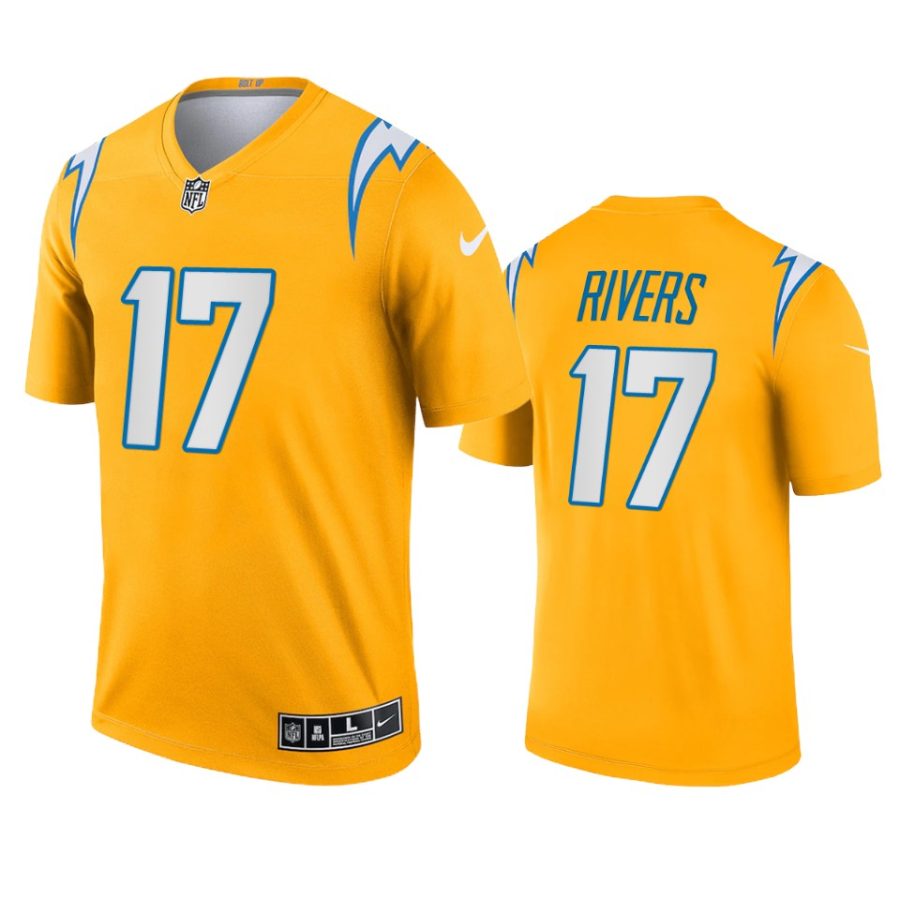 philip rivers chargers 2021 inverted legend gold jersey