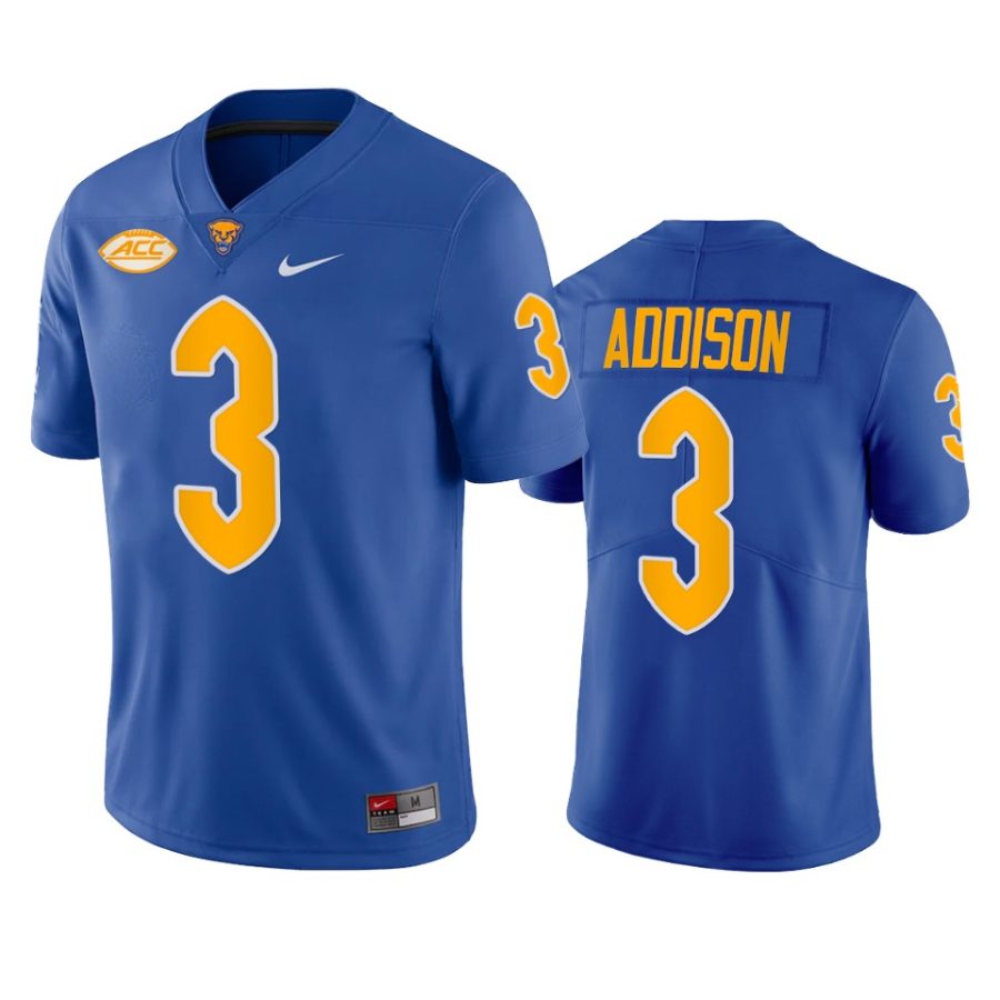 pitt panthers jordan addison royal college football limited jersey