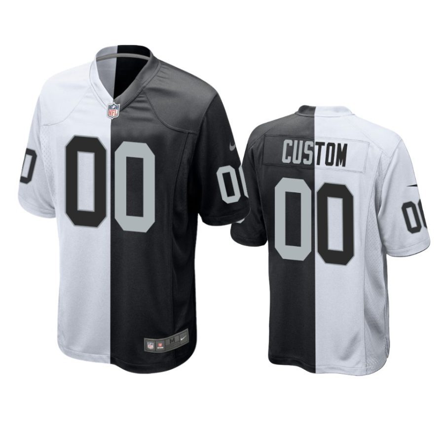 raiders custom black white split two tone jersey