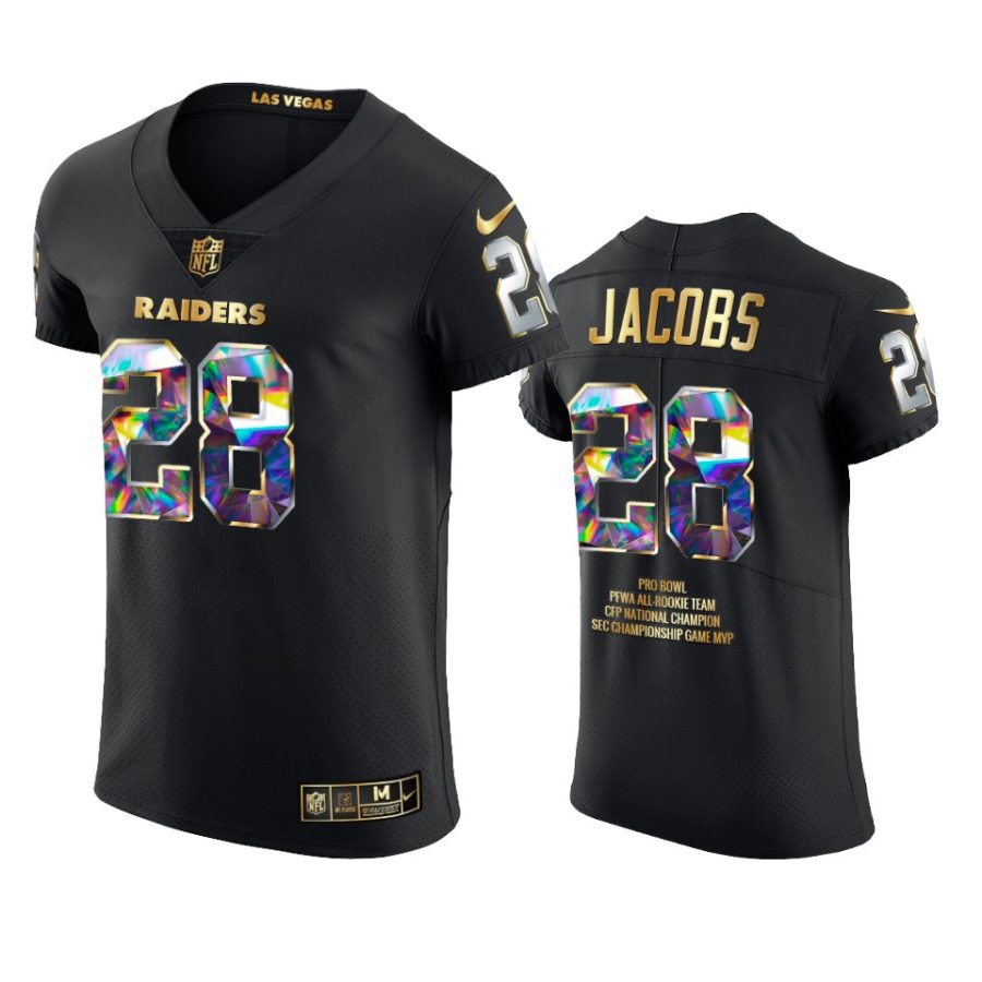 raiders josh jacobs black career highlights diamond jersey