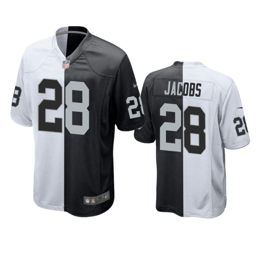 raiders josh jacobs black white split two tone jersey