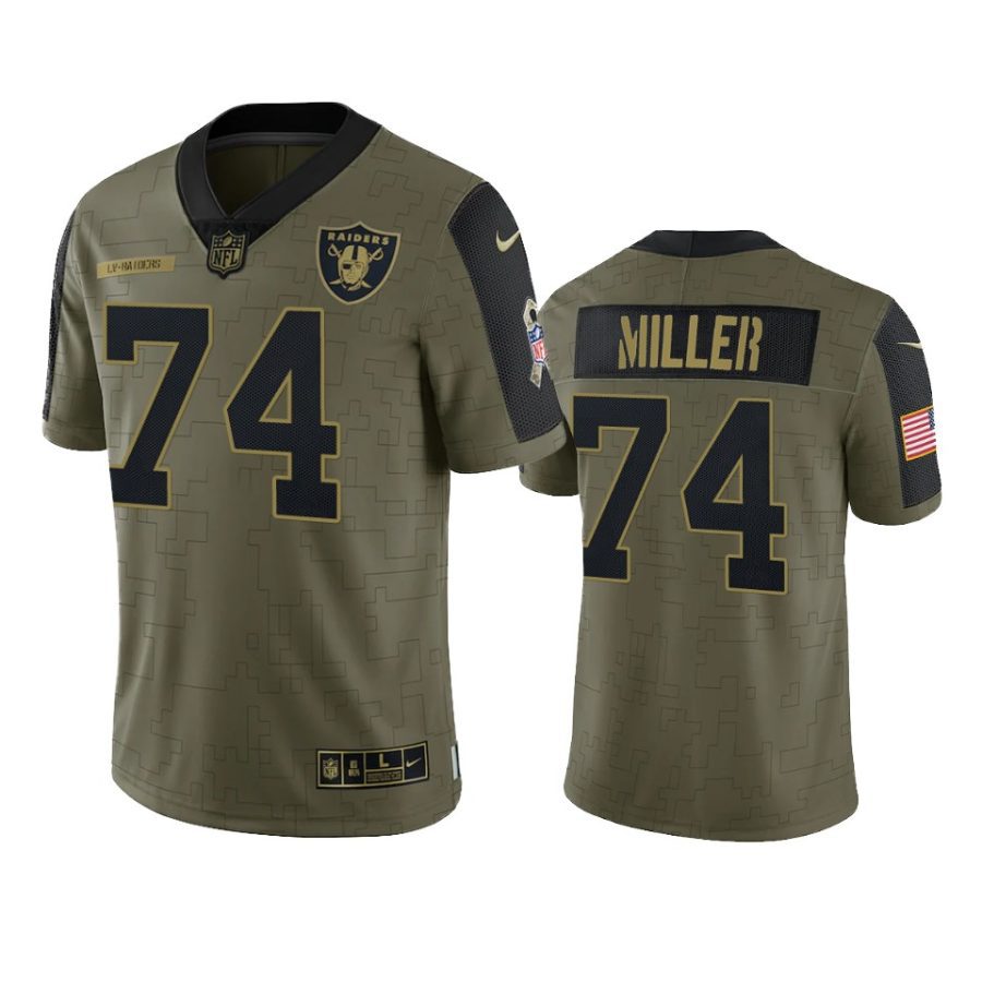 raiders kolton miller olive limited 2021 salute to service jersey