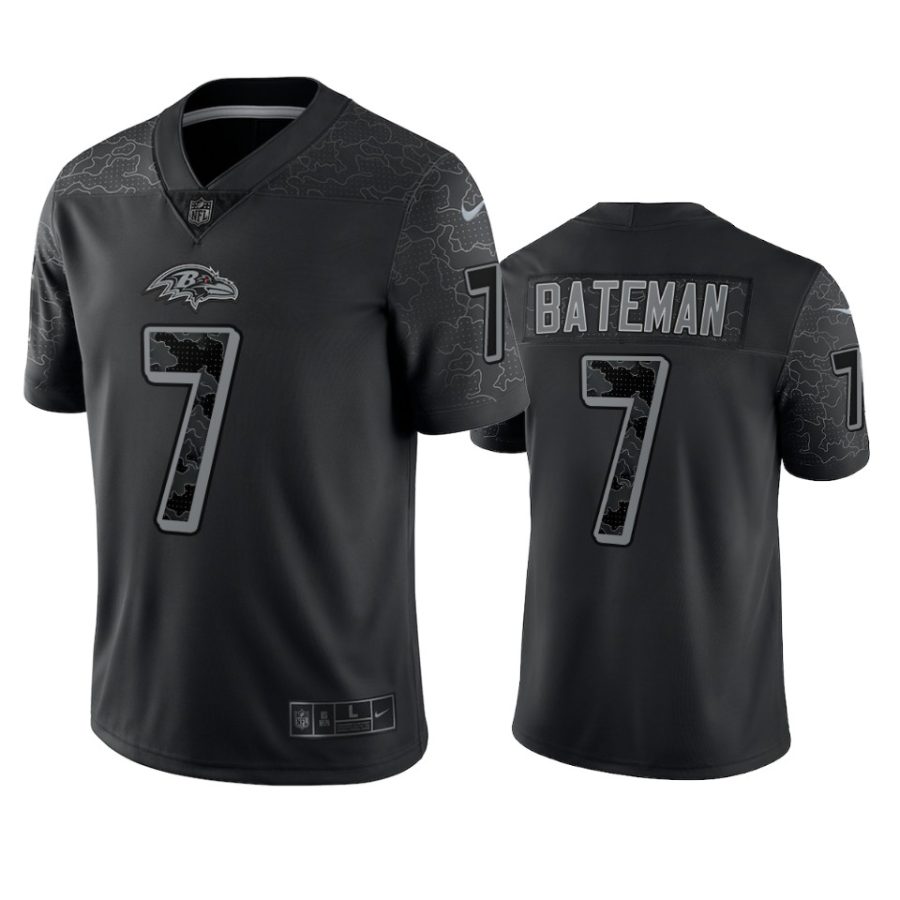 rashod bateman ravens reflective limited black jersey