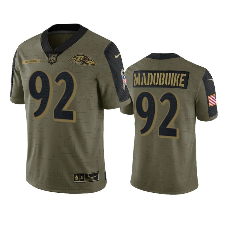 ravens justin madubuike olive limited 2021 salute to service jersey