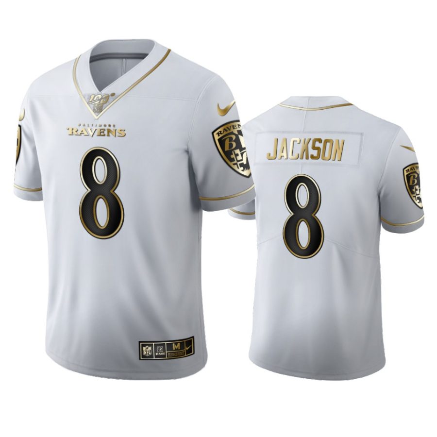 ravens lamar jackson white golden edition 100th season jersey