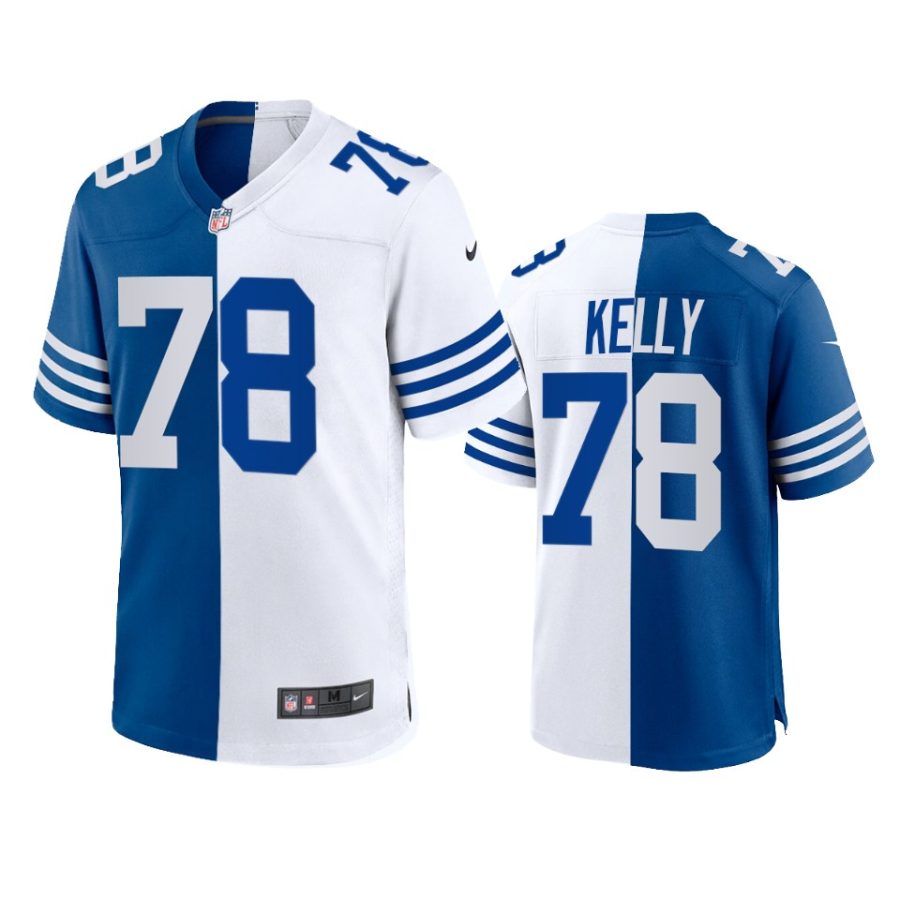 ryan kelly colts royal white throwback split jersey