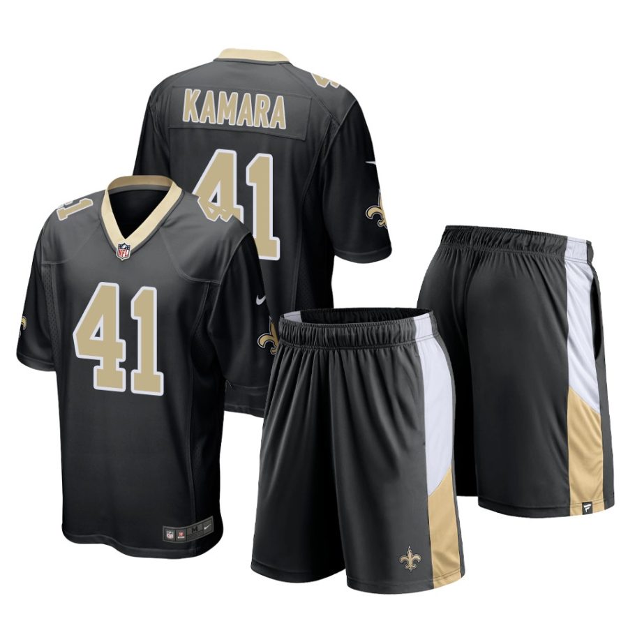 saints alvin kamara black game shorts jersey