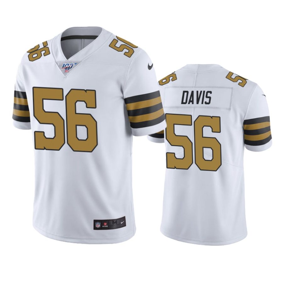 saints demario davis white color rush 100th season jersey