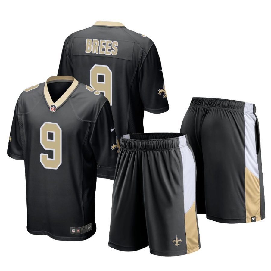 saints drew brees black game shorts jersey