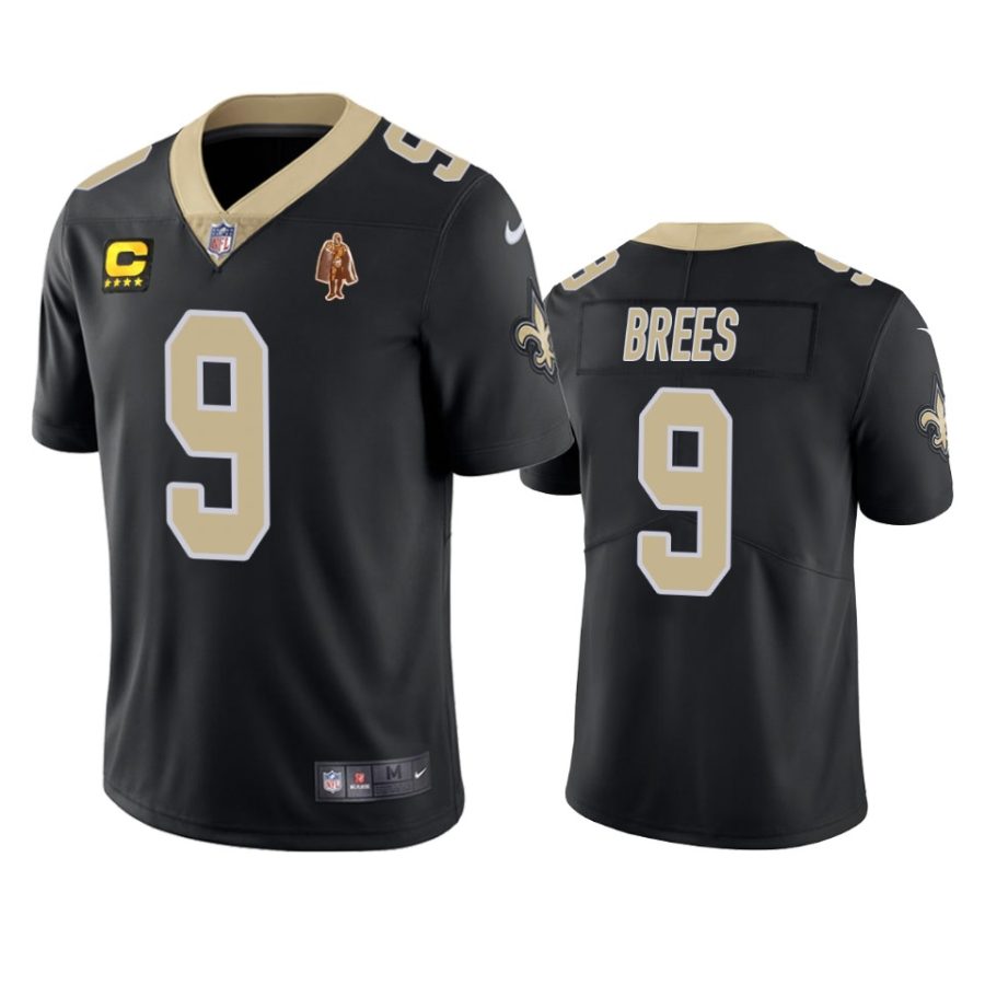 saints drew brees black vapor limited captain patch jersey