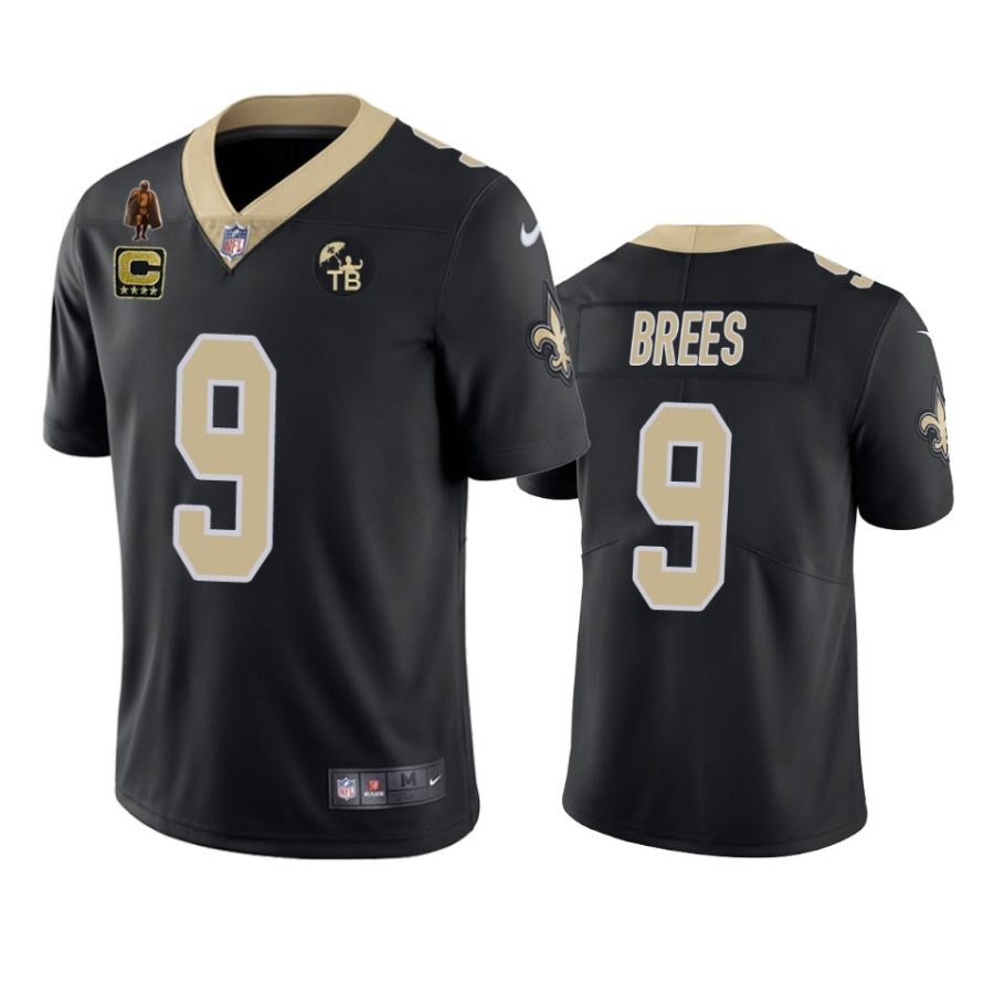 saints drew brees black vapor limited tom benson memorial patch jersey