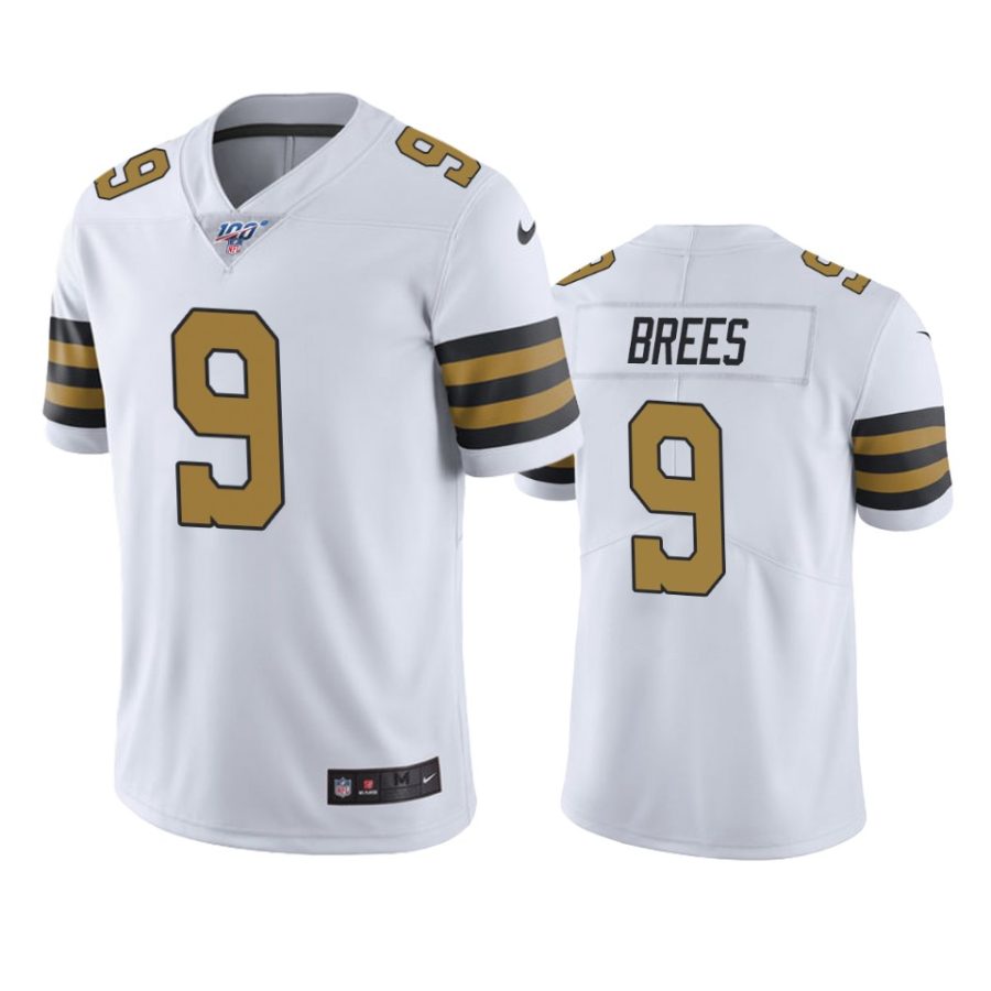 saints drew brees white color rush 100th season jersey