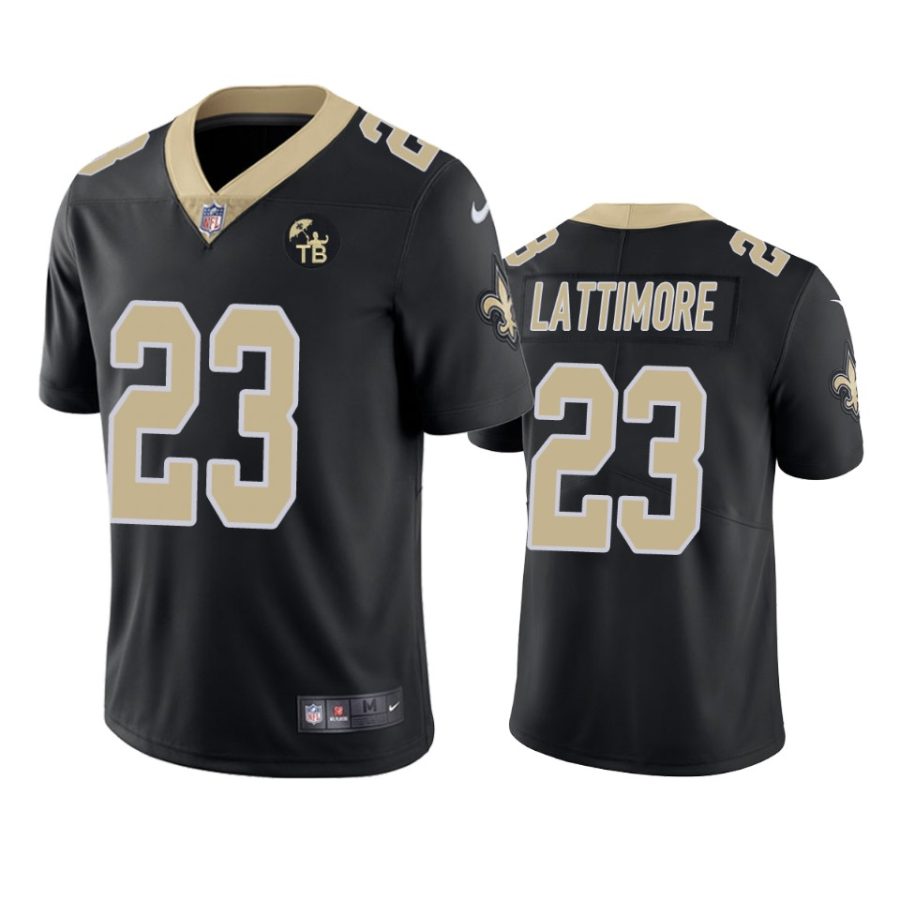 saints marshon lattimore black vapor limited tom benson memorial patch jersey