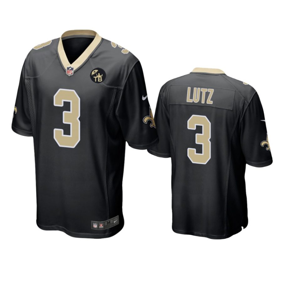 saints wil lutz black game tom benson memorial patch jersey