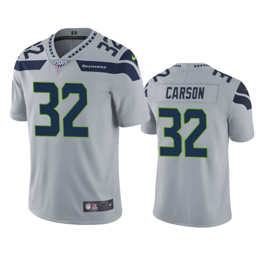 seahawks chris carson gray limited 100th season jersey