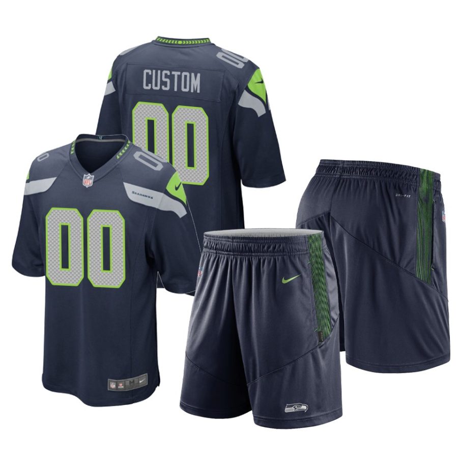 seahawks custom college navy game shorts jersey