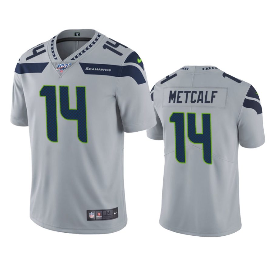 seahawks d.k. metcalf gray limited 100th season jersey