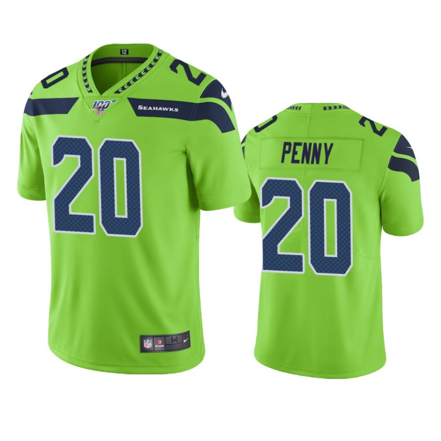 seahawks rashaad penny green limited 100th season jersey