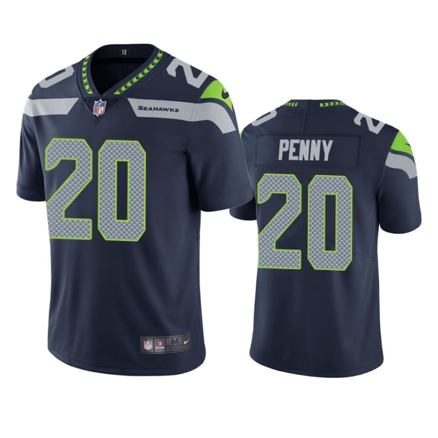 seahawks rashaad penny navy vapor untouchable limited jersey