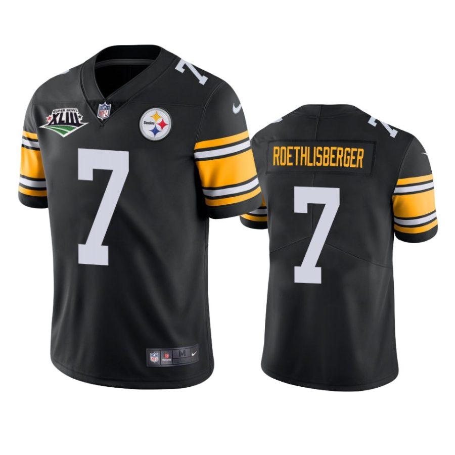 steelers ben roethlisberger black super bowl xliii patch jersey