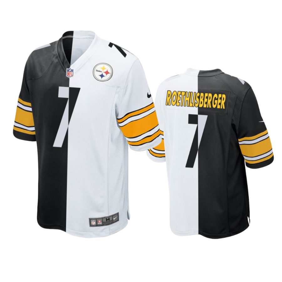 steelers ben roethlisberger black white split two tone jersey