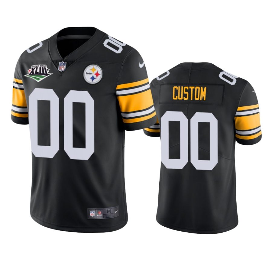 steelers custom black super bowl xliii patch jersey