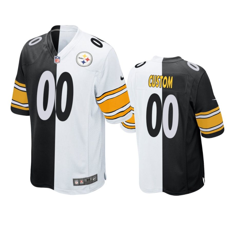 steelers custom black white split two tone jersey