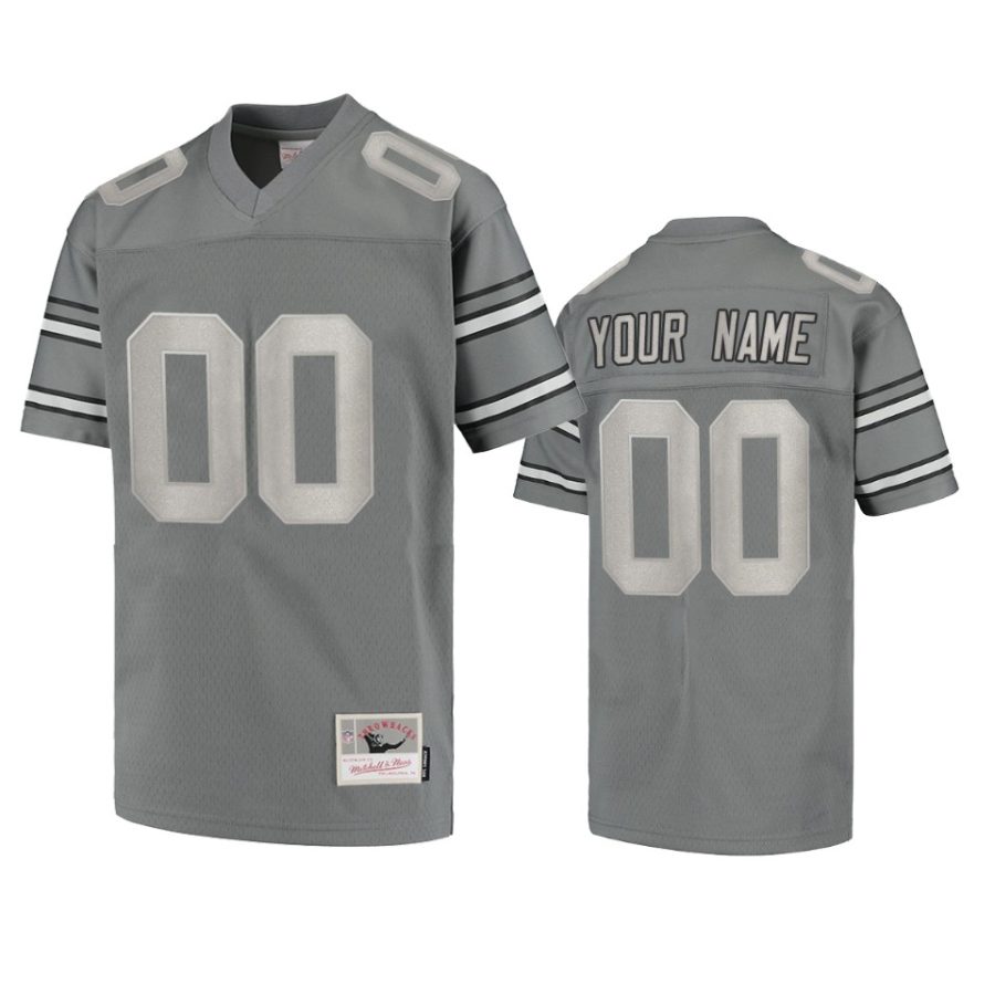 steelers custom charcoal metal replica jersey